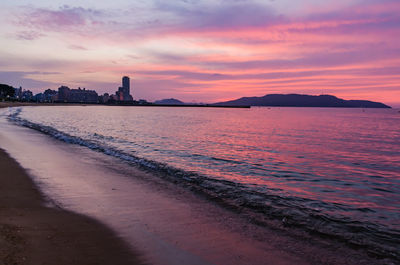 Scenic view of sea against sky during sunset