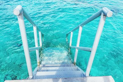 High angle view of swimming pool by sea