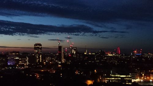 City lit up at night