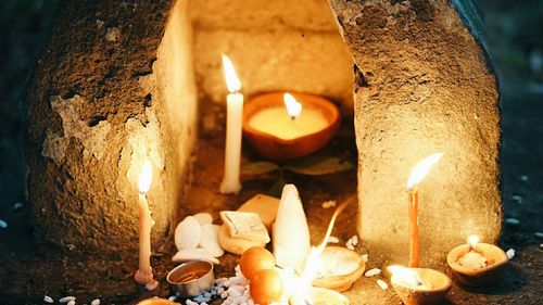 Close-up of lit candle