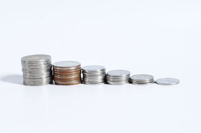 Stack of objects against white background