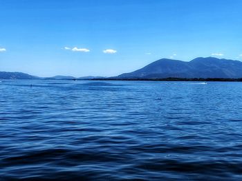 Scenic view of sea against blue sky