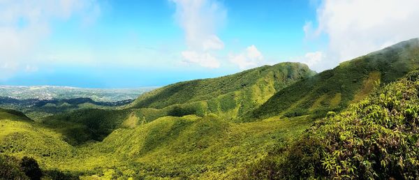 Panoramic view of mountains against sky