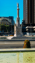 View of city street with buildings in background