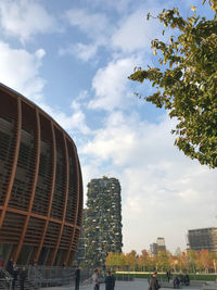 Low angle view of modern building against sky