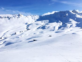 Snow covered mountains against sky