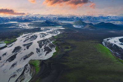 Aerial view of sea against sky