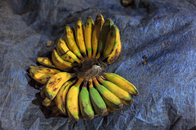 High angle view of bananas on table