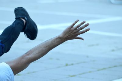 Low angle view of man on street