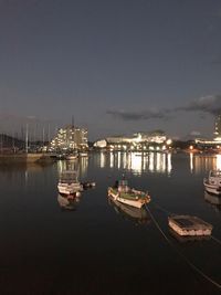 Boats moored in harbor