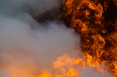 Scenic view of fire against sky