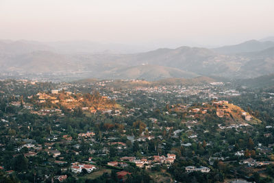 High angle view of townscape against sky