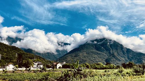 Scenic view of mountains against sky