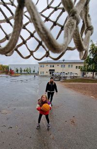 Child about to throw basketball