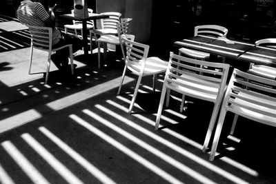 Empty chairs and table