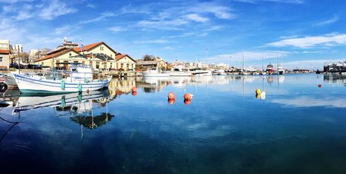 Scenic view of sea against blue sky