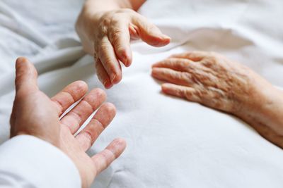 Close-up of the hand of a senior patient
