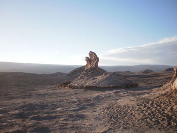 Woman hiking on mountain landscape