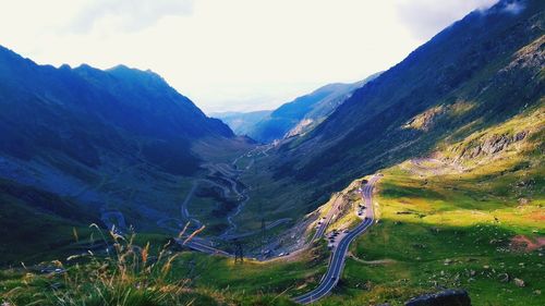 Scenic view of mountains against sky