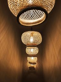 High angle view of illuminated lamp on table