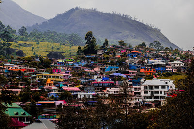 View of a city at sunset