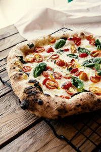 Close-up of pizza on table