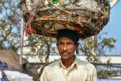 Portrait of young man outdoors