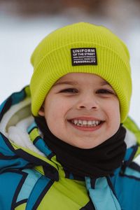 Portrait of boy wearing knit hat