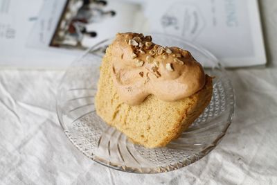 High angle view of bread on table