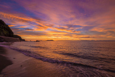 Scenic view of sea against sky during sunset