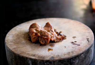 Close-up of meat on plate