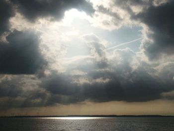 Scenic view of sea against cloudy sky