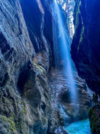 Water flowing through rocks