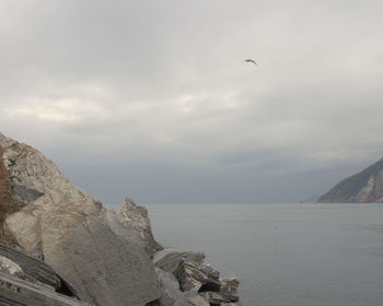 Scenic view of sea against cloudy sky