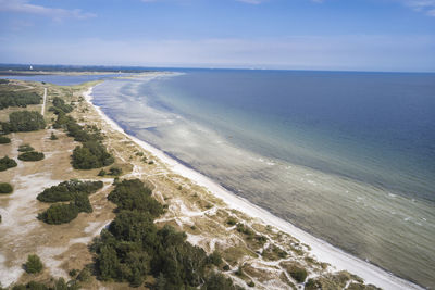 High angle view of sandy beach
