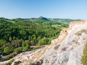 Scenic view of mountains against clear sky