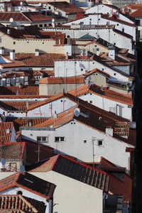 High angle view of buildings in city