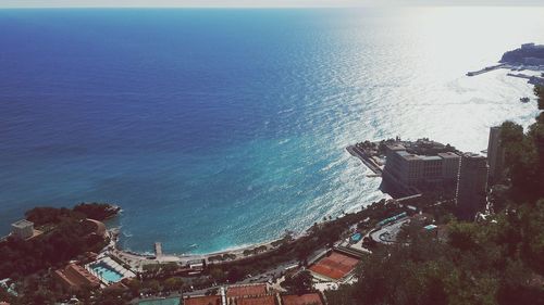 Scenic view of sea against blue sky