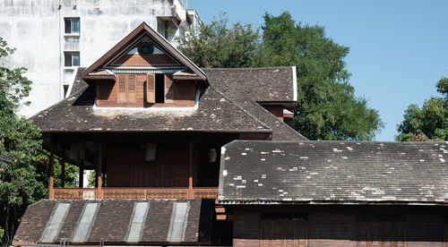 Low angle view of old building against sky