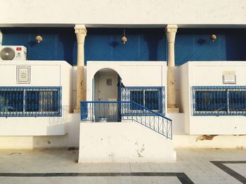 White building against blue sky