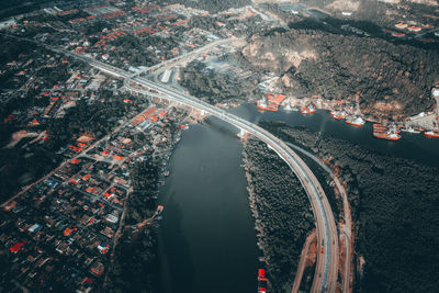 High angle view of bridge in city