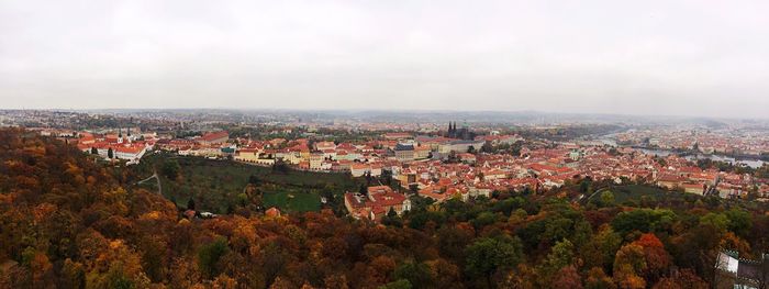 Aerial view of cityscape against sky