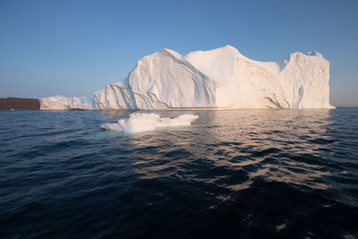 Scenic view of frozen sea against clear sky
