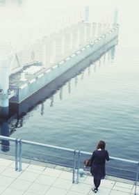 Woman standing in water