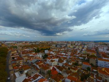 High angle view of townscape against sky