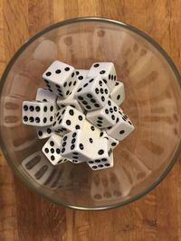 High angle view of bowl on table