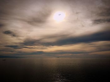 Scenic view of sea against cloudy sky