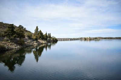 Scenic view of lake against sky