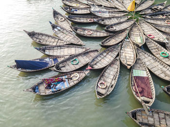 High angle view of boat in lake
