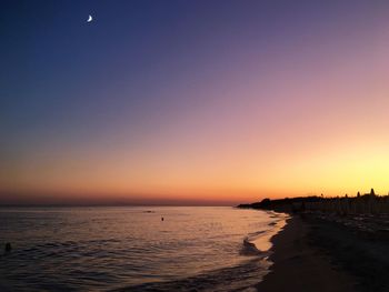 Scenic view of sea against clear sky during sunset